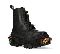 New Rock Schwarze Plateau-Lederstiefel-WALL83CCT-S8 EU45