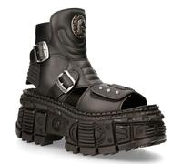 New Rock Schwarze VEGANE Lederstiefelsandalen-BIOS106-V3 EU 36
