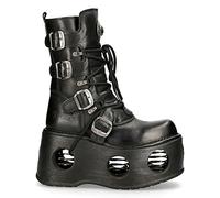 New Rock Stiefel 373-S2 Unisex Metallisch Schwarz Leder Plateau Goth Neptuno Platz 10