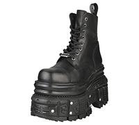 New Rock Stiefel MILI083CCT-C4 Unisex Metallisch Schwarz Leder Plateau Military 8