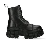 New Rock Stiefel Unisex Punk WALL083C-S5 Metallic Schwarz Leder Plateau Gothic Emo - schwarz 39