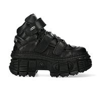 New Rock Stiefel Unisex WALL285-S2 Metallic Schwarz Leder Gothic Boot Punk Emo
