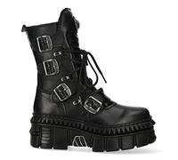 New Rock Stiefel Unisex WALL373-S6 Schwarz Leder Plateau Emo Punk Goth - schwarz 39