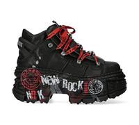 New Rock Stiefel WALL106-C9 Unisex Metallic Schwarz Leder Plattform Gothic Boots - schwarz 39