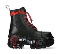 New Rock Stiefel WALL126CCT-C1 Unisex Metallic Schwarz Leder Emo Rock Gothic - schwarz 36