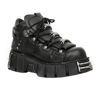 New Rock Tower Stiefeletten M-106-VS1 Unisex Metallisch Schwarz Vegan Leder Gothic Punk Rock 41