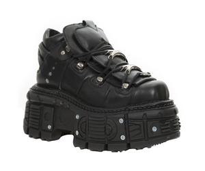 New Rock Unisex-Gothic-Stiefel aus schwarzem Metallic-Leder - M-TANK106-C2 EU44