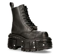 New Rock Unisex-Kampfplattformstiefel aus schwarzem Leder - TANK083-C1 EU44