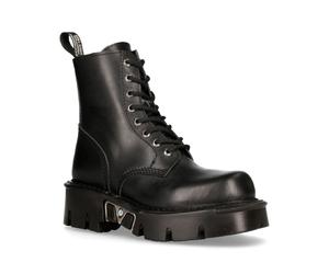 New Rock Unisex Schwarze Gothic-Militär-Bikerstiefel - MILI084N-S3 EU46