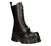New Rock Unisex-Techno-Bikerstiefel in Metallic-Schwarz - M-MILI211C-C1 EU 37