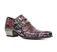 New Rock Vintage Rote Lederschnallenschuhe mit Blumenmuster-7960-S6 EU40