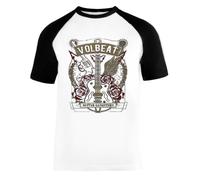 New S Volbeat Band Unisex Baseball T-Shirt Kurze Ärmel Herren Damen Weiß Schwarz