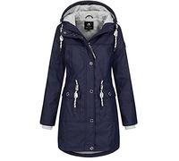 NEW VIEW Damen Regenjacke wasserabweisender Parka Annika Long mit Kapuze blau (Black iris) S