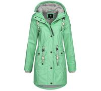 NEW VIEW Damen Regenjacke wasserabweisender Parka Annika Long mit Kapuze Mint (Dusty Jade Green) L