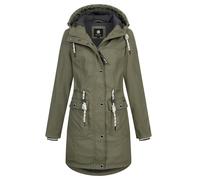NEW VIEW Damen Regenjacke wasserabweisender Parka mit Kapuze Annika Long L60273FC21 Oliv (Olive) S