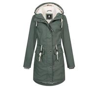 NEW VIEW Damen Regenjacke wasserabweisender Parka mit Kapuze Annika Long Teddy L60273FC19 Grün (Balsam Green) S