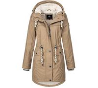 NEW VIEW Damen Regenjacke wasserabweisender Parka Regenmantel mit Kapuze beige (peanut beige) XXL