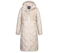 NEW VIEW Damen Steppmantel gesteppter Wintermantel mit Kapuze und Fellbesatz Talea L60364FC01 Creme (Offwhite) XXL