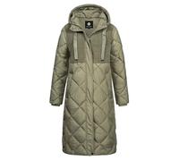 NEW VIEW Damen Steppmantel gesteppter Wintermantel mit Kapuze und Fellbesatz Talea L60364FC01 Oliv (Light Olive) XXL
