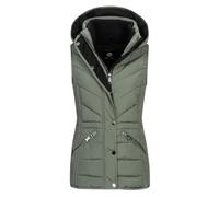 NEW VIEW Damen Steppweste Finja Damenweste mit Kapuze L70007FC01 Grau-Grün (Castor Grey) S