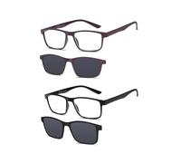 NEW VISION Lesebrille 2PACK, Brille mit magnetischem Clip für Sonnenbrille, 100% UVA- und UVB-Schutz, NV8126 Clip-On-Lesebrille für Damen und Herren (Lila + Schwarz, 1.5, Diottria)