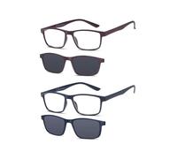 NEW VISION Lesebrille 2PACK, Brille mit magnetischem Clip für Sonnenbrille, 100% UVA- und UVB-Schutz, NV8126 Clip-On-Lesebrille für Damen und Herren (Lila + Blau, 1.5, Diottria)