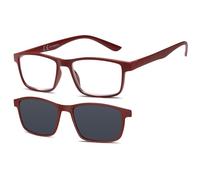 NEW VISION Lesebrille, Brille mit magnetischem Clip für Sonnenbrille, 100% UVA- und UVB-Schutz, NV8126 Clip-On-Lesebrille für Damen und Herren (rosso, 2.5, x)