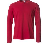CLIQUE - Herren Langarm-T-Shirt Basic-T L/S, Jersey-Baumwolle, elastischer Kragen, Schweißband, Slim-Fit, rot, X-Small