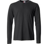 Clique - Langarmshirt für Herren, Basic-T L/S, aus Jersey-Baumwolle, elastischer Kragen, Schweißband, schmale Passform (Schwarz M), Schwarz
