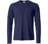 CLIQUE - Herren Langarm-T-Shirt Basic-T L/S, Jersey-Baumwolle, elastischer Kragen, Schweißband, Slim-Fit, blau, Small