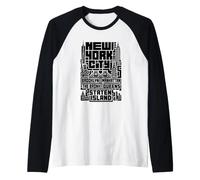 New York City Skyline T Shirt NYC Boroughs Vintage Graphic Raglan