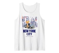 New York City Teddy Bear Illustration Graphic Design Tank Top