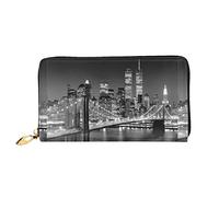 New York Geldbörsen für Damen, Leder, lange Clutch, Damen-Geldscheinklammer, modisch und schön, einfach zu tragen., Schwarz, Einheitsgröße