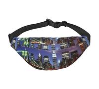 New York Night Bauchtasche für Herren und Damen, modische Hüfttasche, Crossbody-Tasche, Geldbörse, Hüfttasche mit verstellbarem Riemen, wasserdichte Brusttasche für Reisen, Wandern, Sport, Schwarz,