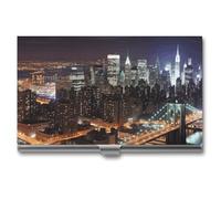 New York Night Visitenkartenetui aus Metall für Männer und Frauen, schlanke Tasche, Geldbörse, mehrere Brieftaschen, professioneller Kartenhalter für Namenskarte, Kreditkarte, Stil, Einheitsgröße,