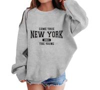 NEW YORK Sweatshirt Pullover Mädchen Mode Briefdruck Lässige Langarmshirt Oversized Casual Rundhalsausschnitt Pulli Weicher Kuschelpullover Langarm Oberteile für 3-10 Jahre
