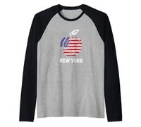 New York The Big Apple With USA Flag Illustration Graphic Raglan
