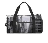 New York Turnbeutel für Herren und Damen, wasserdicht, große Reisetasche für Reisen, Workout, Schwarz und Weiß