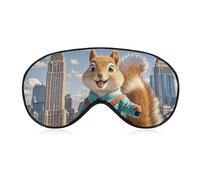 New York und Eichhörnchen Augenmaske für Damen & Herren, atmungsaktive & verstellbare Augenabdeckung, ultraweiche Schlafmaske, leichte Reise-Augenbinde für Flugzeug, Nickerchen, Nachtschlaf