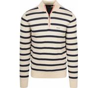 New Zealand Auckland (NZA) Half Zip Pullover Wanake Stripe Ecru - Größe M Blau M