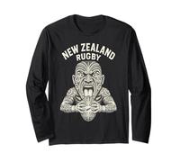 New Zealand Rugby Maori Haka Warrior Tattoo Graviertes Design Langarmshirt