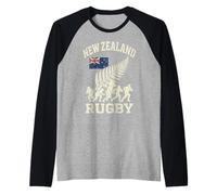 New Zealand Rugby Silver Fern and Players Vintage Distressed Neuseeland Raglan
