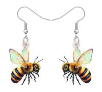 NEWEI Acryl Honig Hummel Ohrringe Baumeln Neuheit Insekt Schmuck Für Frauen Mädchen Geschenk Charms (Biene B)