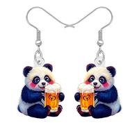NEWEI Acryl Lustige Oktoberfest Bierkrug Ohrringe, Niedliche Dekorationen mit Brezel Gnom und Panda Design Bierfest Schmuck Outfits Geschenke für Damen Mädchen (Grau)