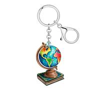 NEWEI Acryl Lustige Weltkugel mit Buch Schlüsselanhänger Schlüsselring Lehrer Wertschätzung Geschenke für Damen Mädchen Buchliebhaber Zubehör (Bunte)