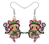 NEWEI Acryl Ohrringe Weihnachten Lebkuchenmann Hängend Schmuck für Damen Mädchen Charm Geschenk (Mehrfarbig)