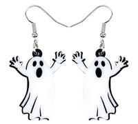 NEWEI Acryl Tropfen Halloween Heulender Geist Ohrringe Hängend für Mädchen Frauen Geschenk Modeschmuck Charms (Weiß)