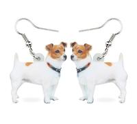 NEWEI Cute Acryl Jack Russell Ohrringe Hängend Ornamente für Frauen Mädchen Hund Mama Geschenke (Weiß)