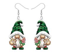 NEWEI Cute Acryl Weihnachten Gnome Ohrringe Hängend für Damen Mädchen Weihnachtsmann Charms Schnee Winter Christmas Zwerge Schmuck Holiday Geschenke Dekorationen (Limette)