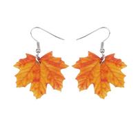 NEWEI Süß Acryl Ahornblatt Ohrringe Baumeln Mode Saison Pflanze Schmuck für Damen Mädchen Geschenk Charms (Orange)